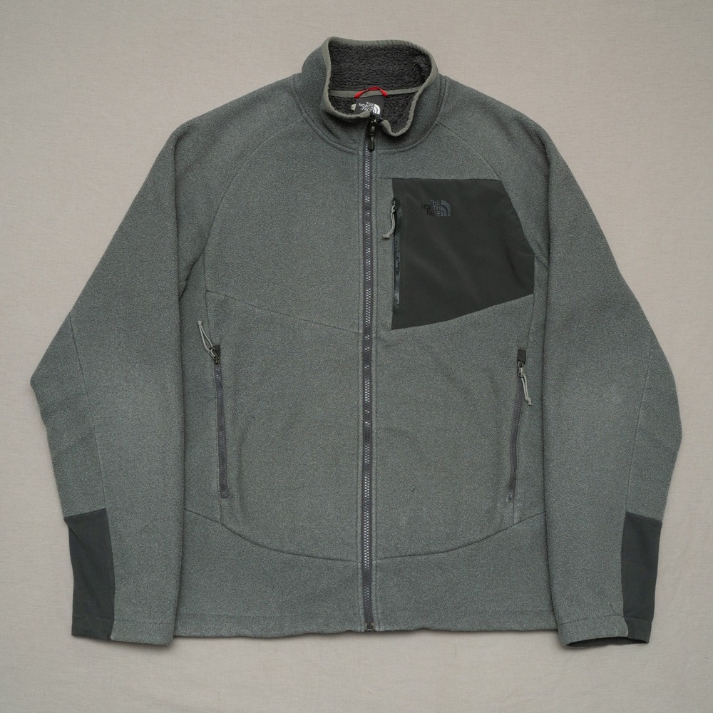 The North Face Chimborazo Fleece Jacket Mens Medium Gray Sherpa Lined Mock Neck